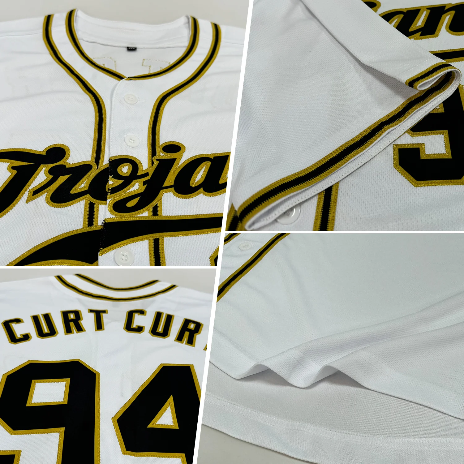 Custom White Black-Old Gold Authentic Baseball Jersey
