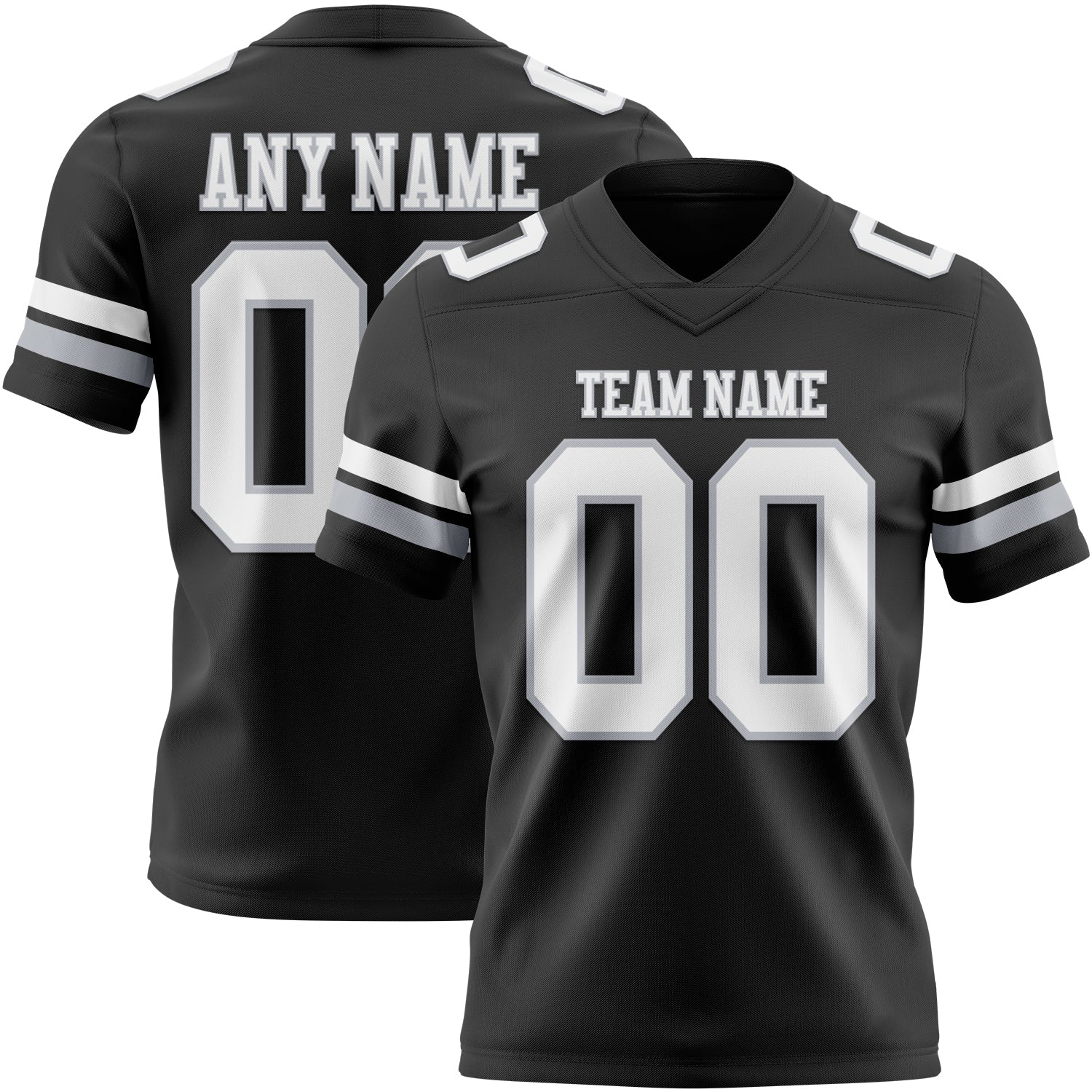 Custom Black White-Gray Authentic Football Jersey