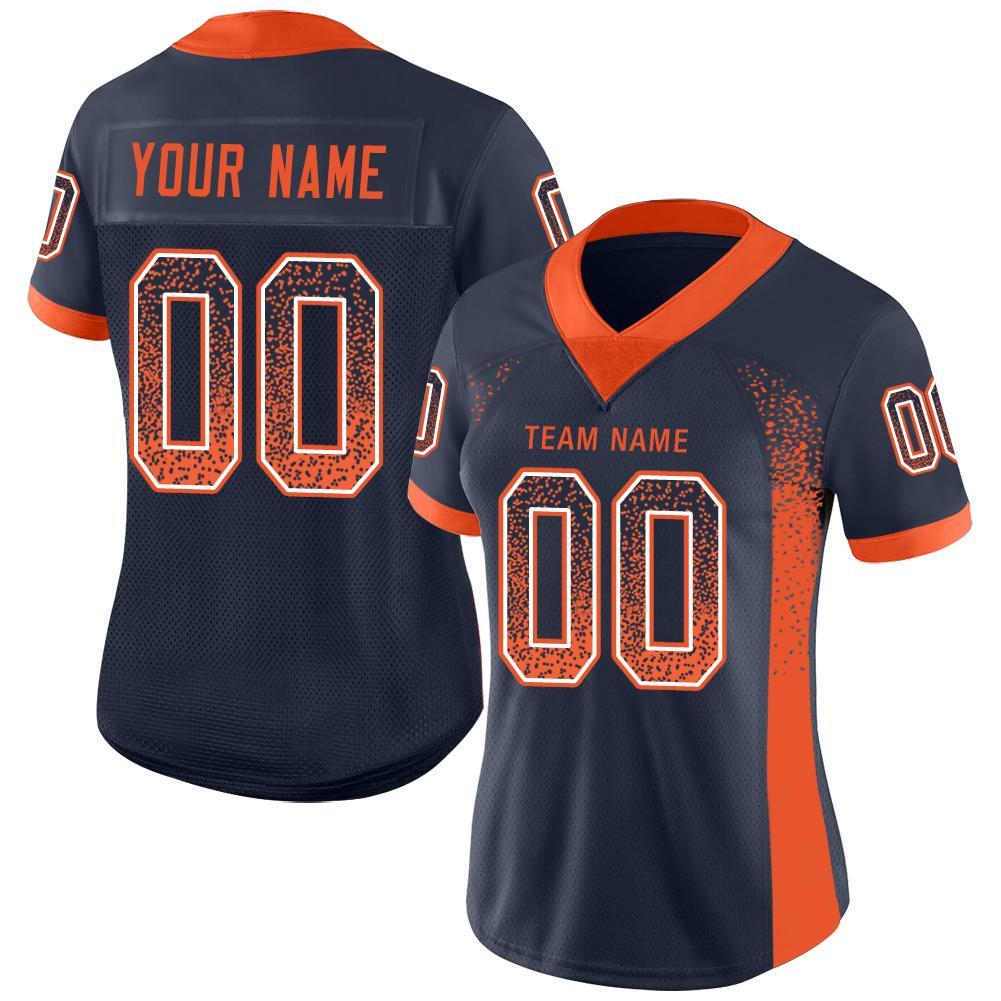 Custom Navy Orange-White Drift Fashion Football Jersey