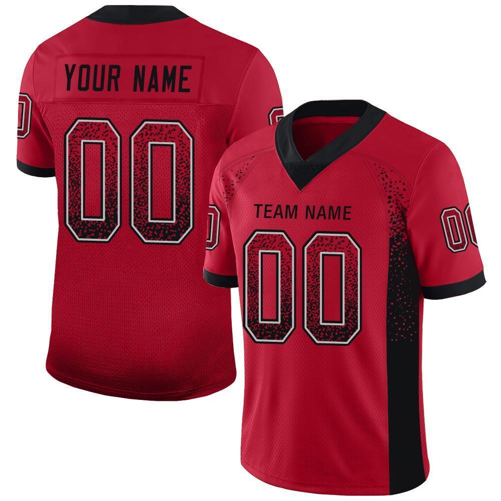 Custom Red Black-Gray Drift Fashion Football Jersey