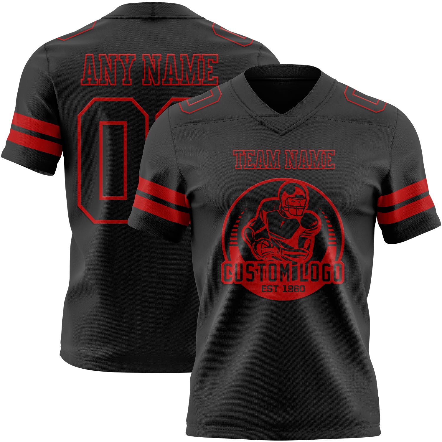 Custom Black Red Authentic Football Jersey