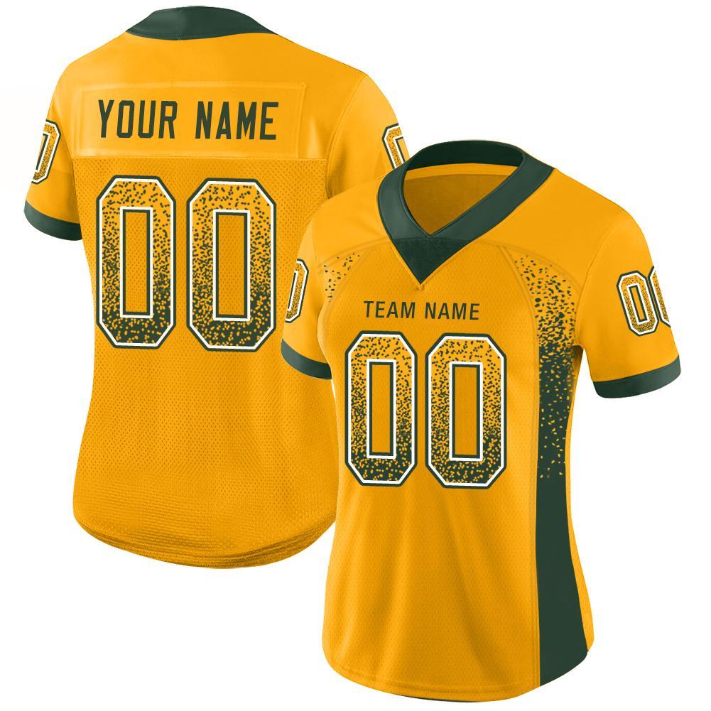 Custom Gold Green-White Drift Fashion Football Jersey