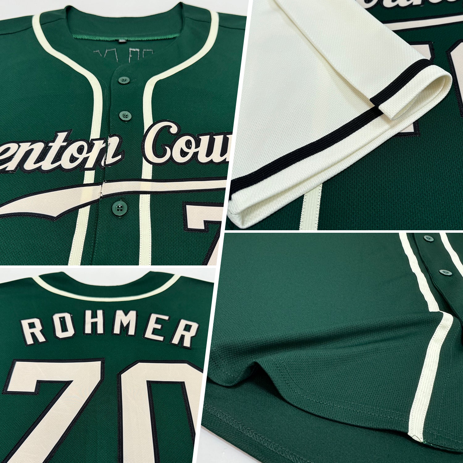 Custom Green Cream-Black Authentic Two Tone Baseball Jersey
