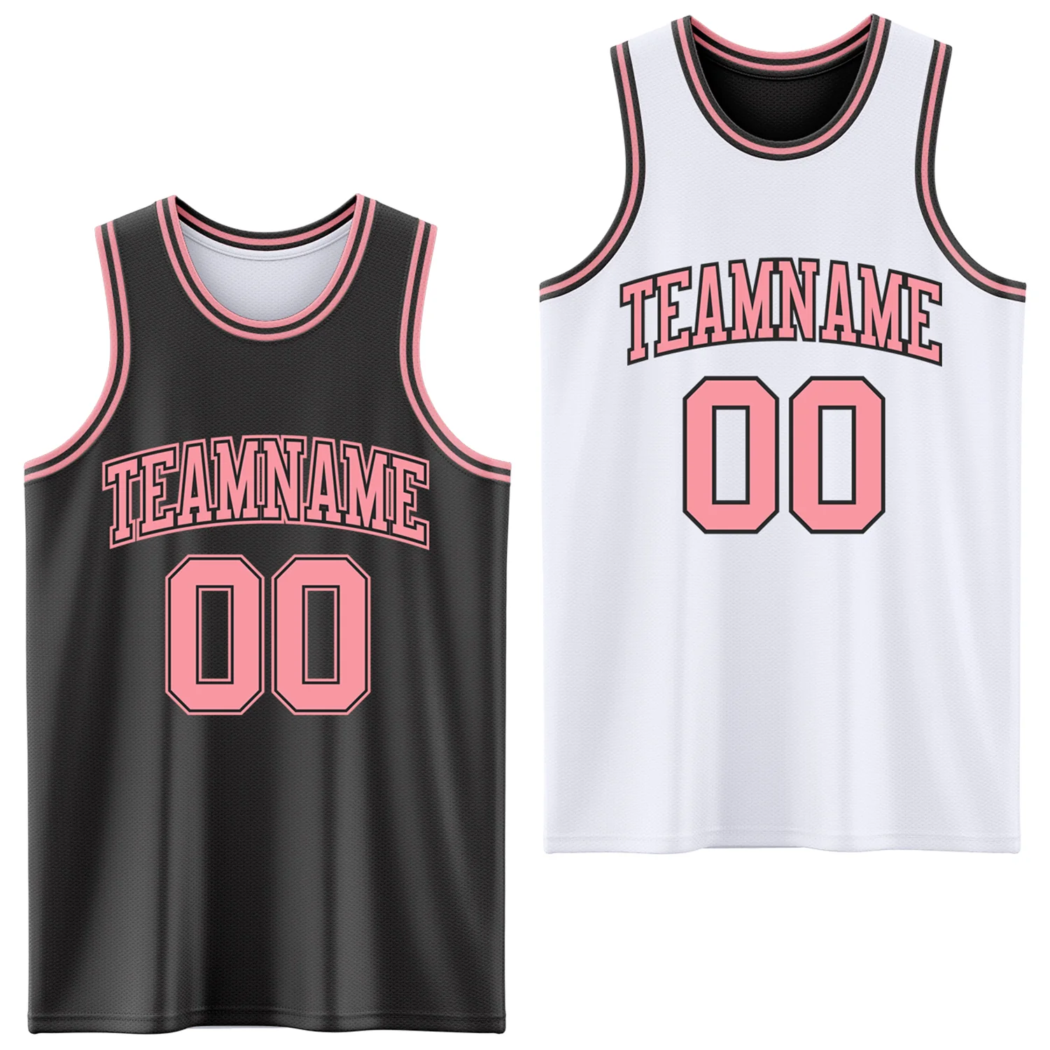 Custom Reversible Black Medium Pink Double Side Sublimation Basketball Suit Jersey