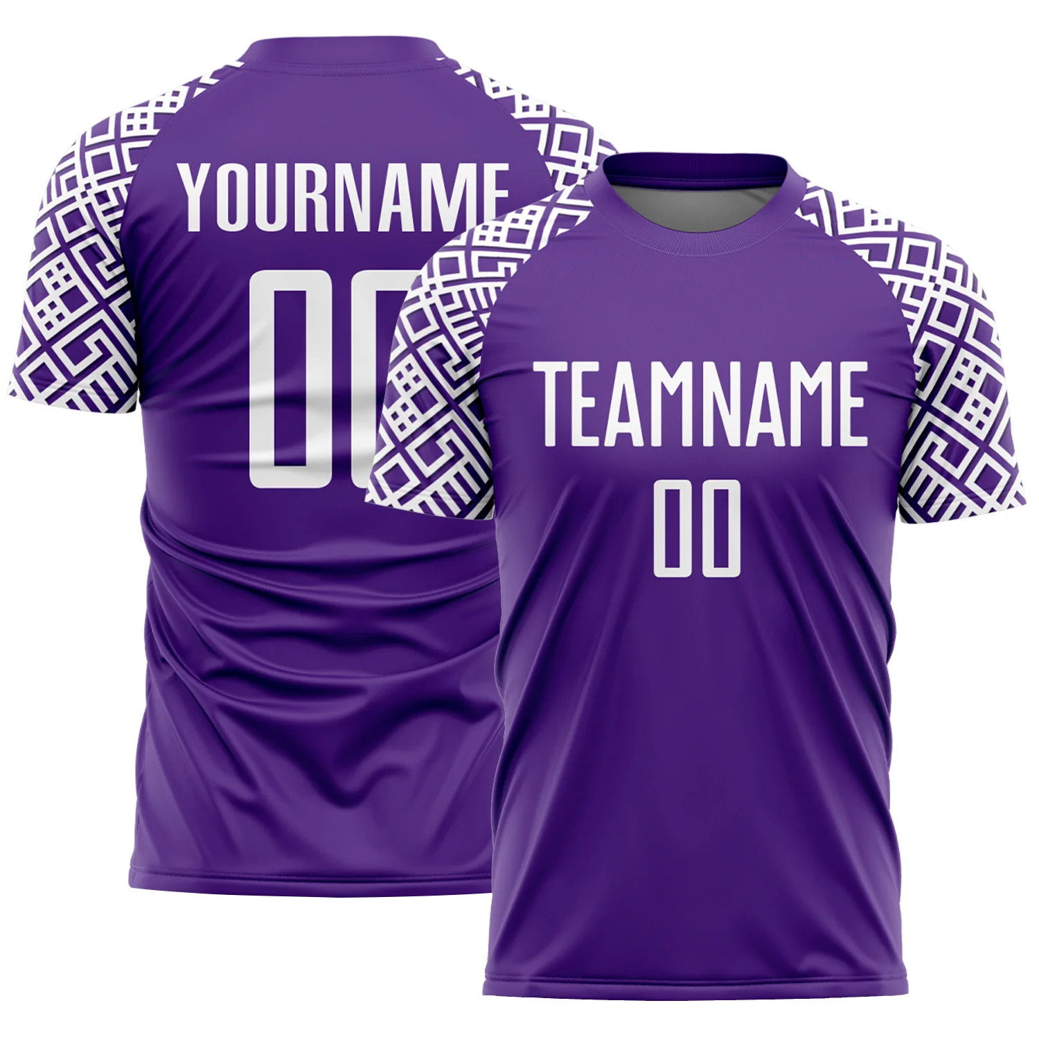 Custom Purple White Geometric Shape Sublimation Soccer Uniform Jersey