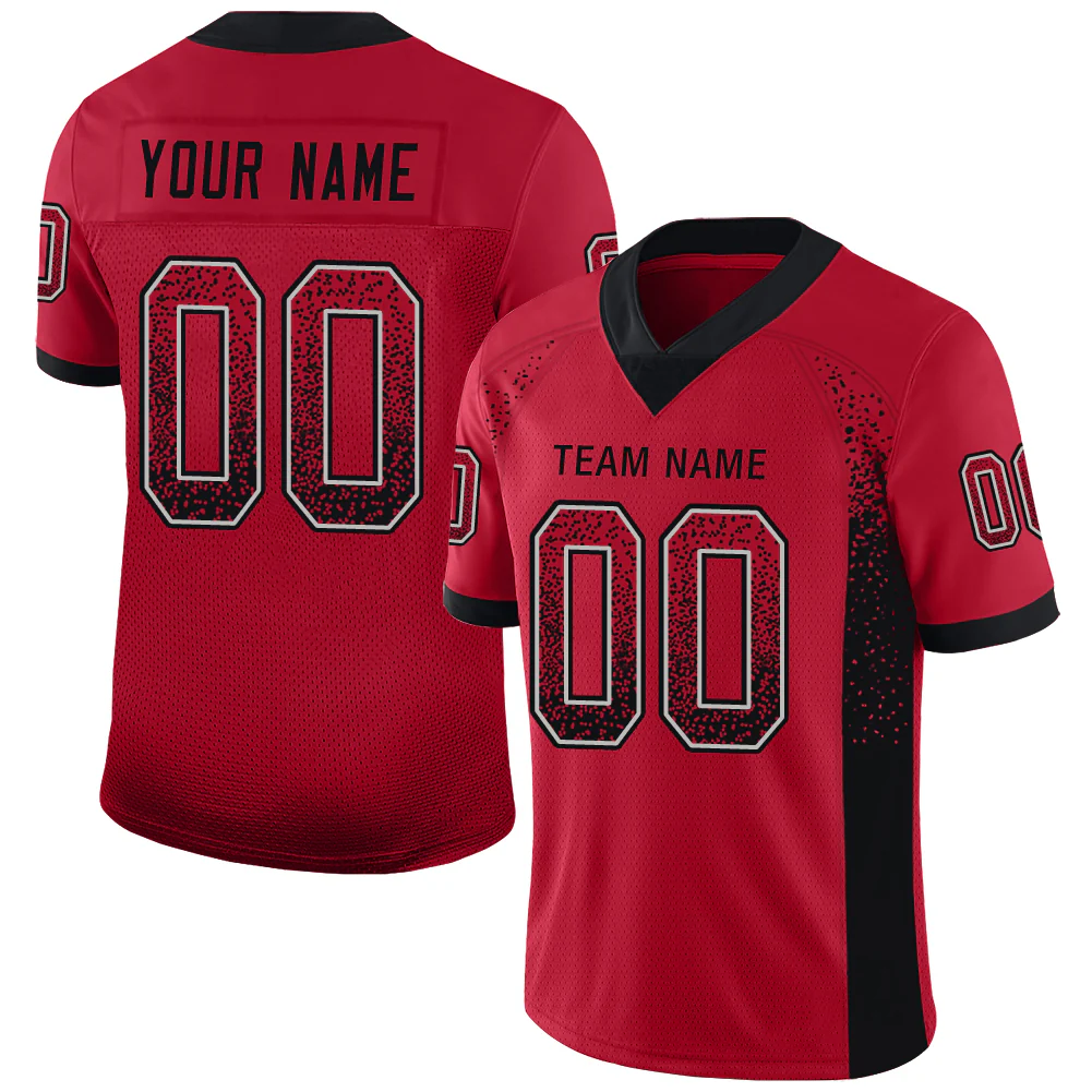 Custom Red Black-Gray Drift Fashion Football Jersey