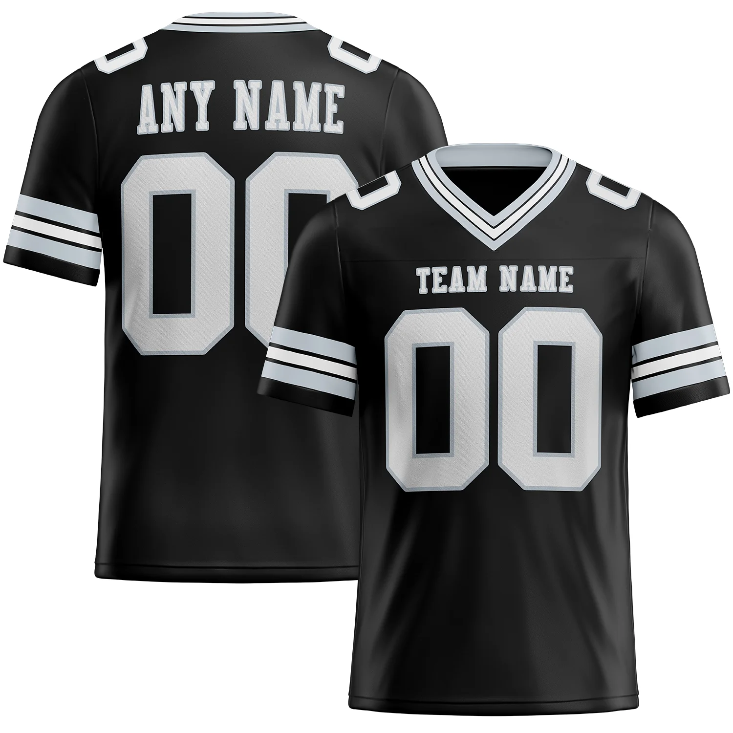 Custom Black White-Silver Authentic Football Jersey
