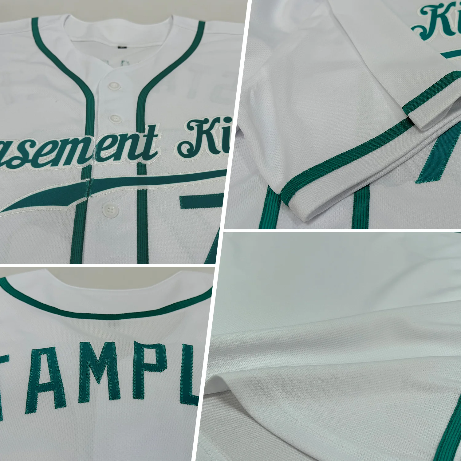 Custom White Teal Authentic Baseball Jersey