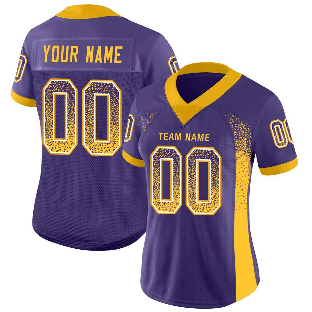 Custom Purple Gold-White Drift Fashion Football Jersey