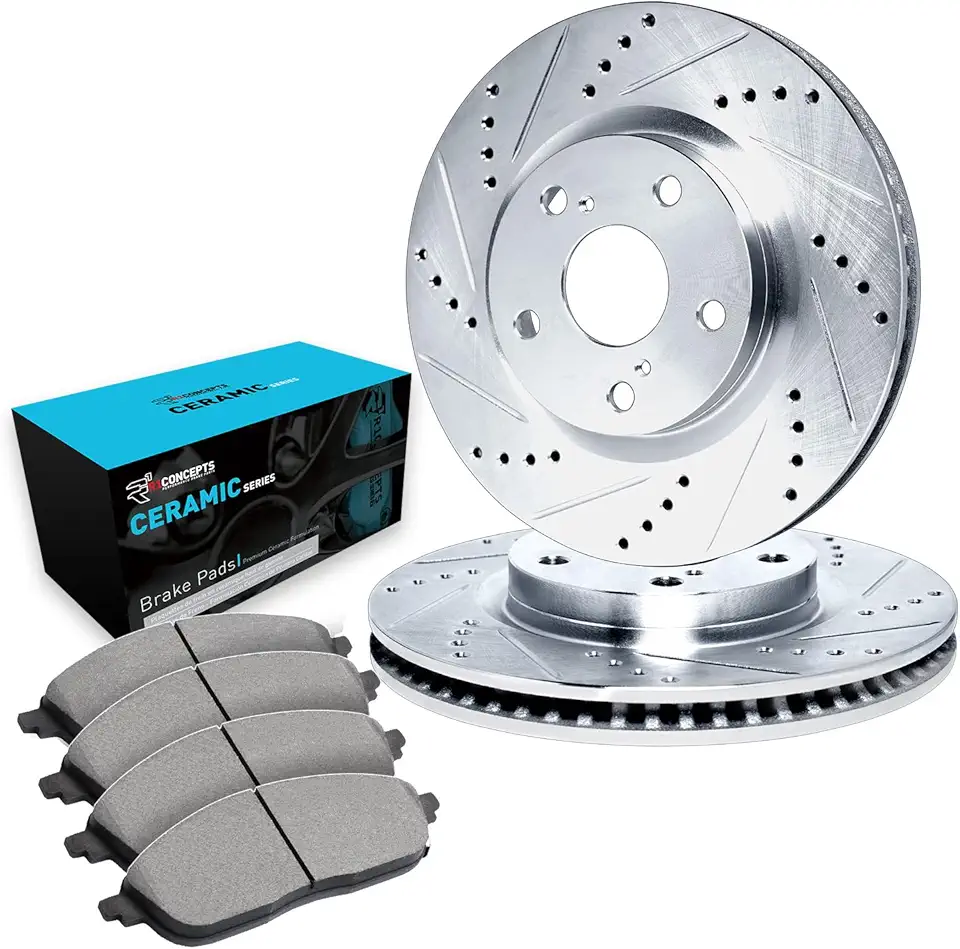 R1 Concepts Front Brakes and Rotors| Automotive Replacement Brake Kits| Front Ceramic Brake Pads and Rotors Kit| Fits 2015-2018 Audi Q3; 2012-2020 Volkswagen Passat; 2009-2018 Volkswagen Tiguan