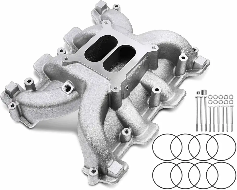 A-Premium Engine Aluminum Dual Plane Mid-Rise Intake Manifold W/Seals & Bolts fits GM LS1 LS2 LS6 Port Head Heads - Compatible with Cadillac CTS & Chevy Camaro 98-02, Corvette 97-07, 8Cyl 5.7L 6.0L