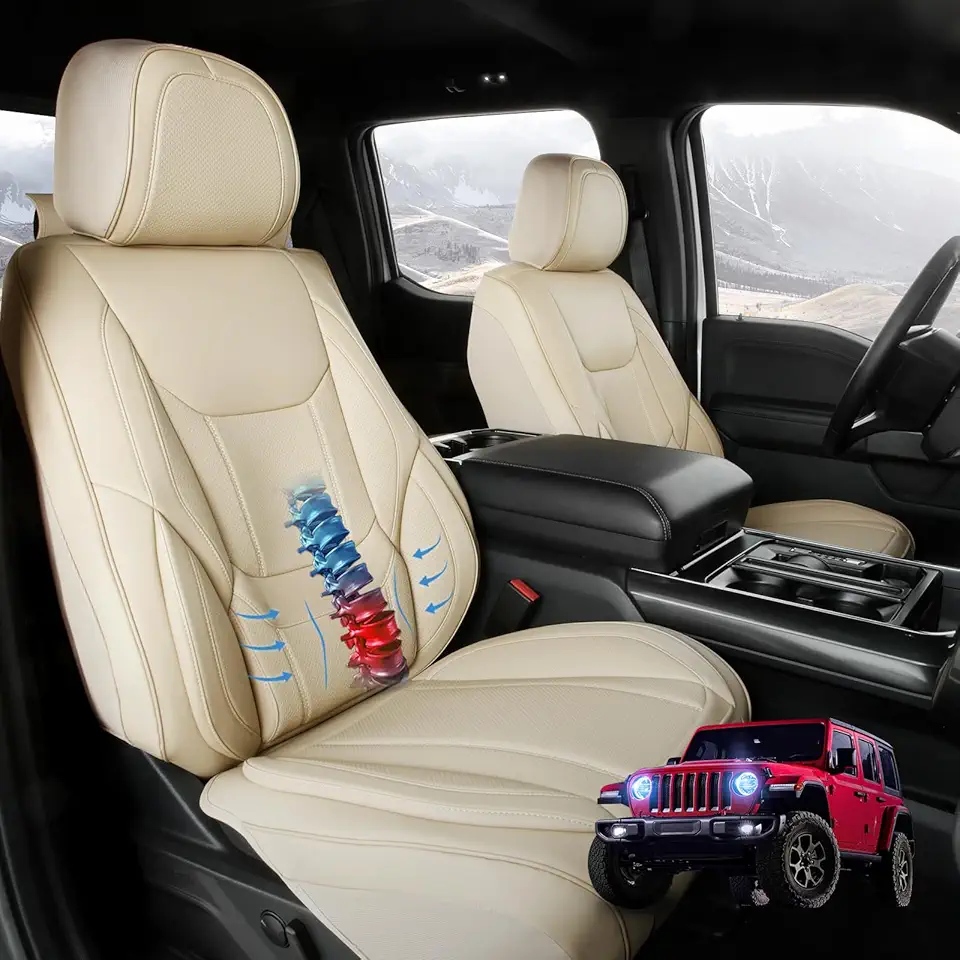 Coverland Custom Car Seat Covers Compatible with 2020-2025 Subaru Outback - Premium Leather Non-Slip Memory Foam Waterproof Seat Cover Custom fit Interior Protector [Front Seat-Beige]