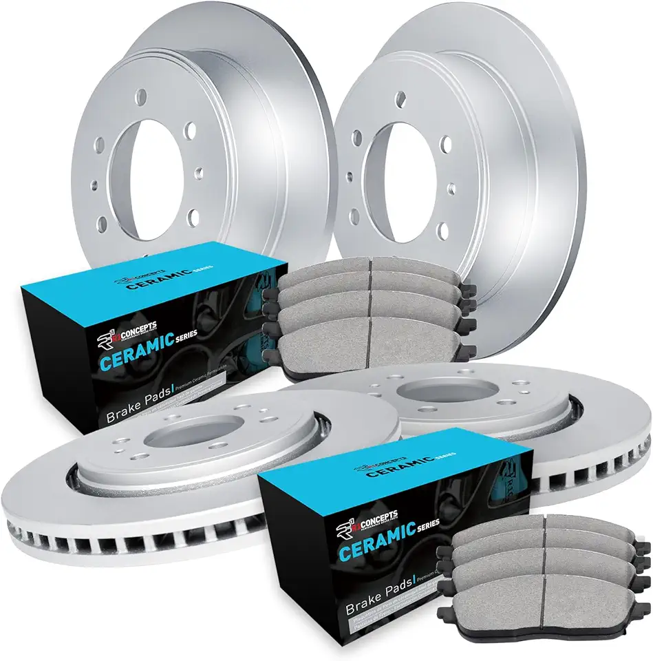 R1 Concepts Front and Rear Brakes and Rotors| Front and Rear Ceramic Brake Pads and Rotors Kit| Fits 2006-2010 Hummer H3; 2009-2010 Hummer H3T