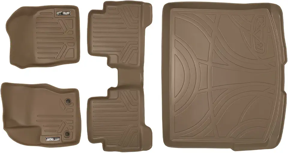 SMARTLINER Custom Fit Floor Mats 2 Rows and Cargo Liner Set Tan for 2013-2019 Ford Escape