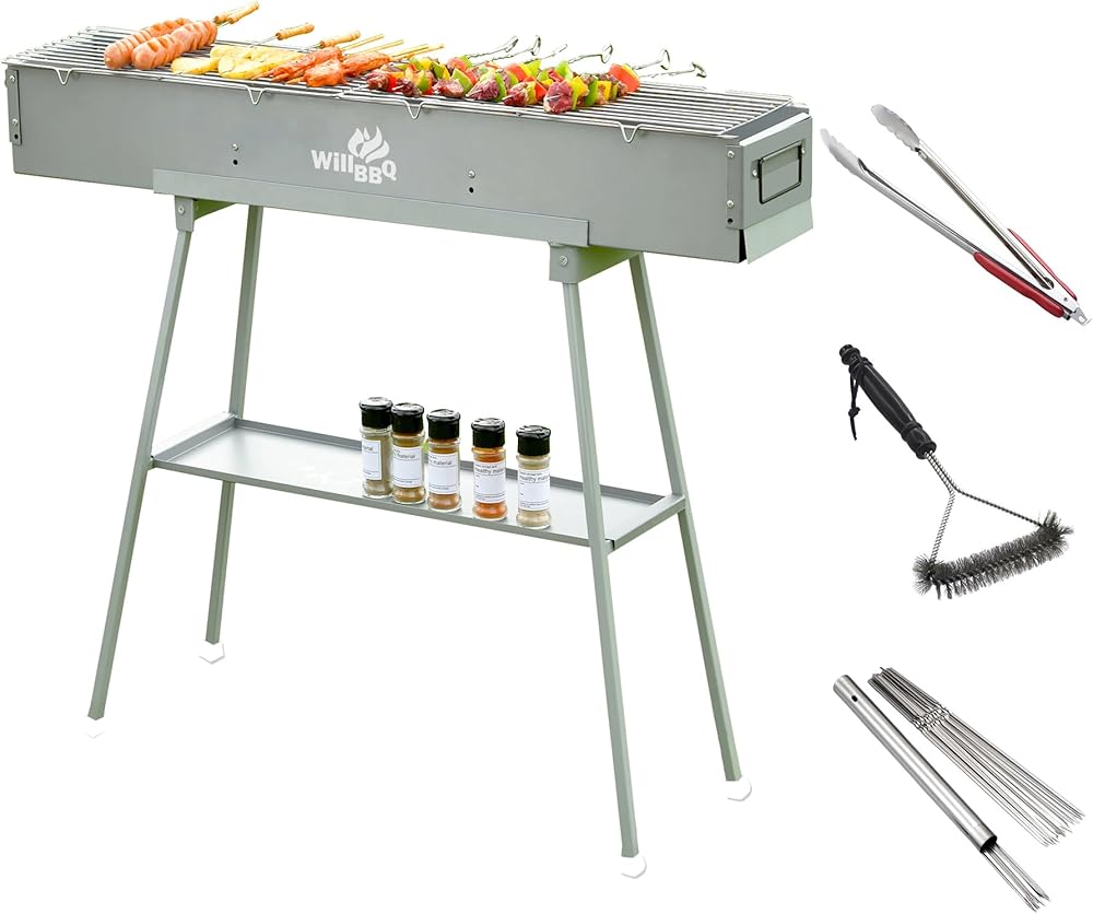 WillBBQ Commercial Quality Multi-Size Charcoal Hibachi BBQ Portable