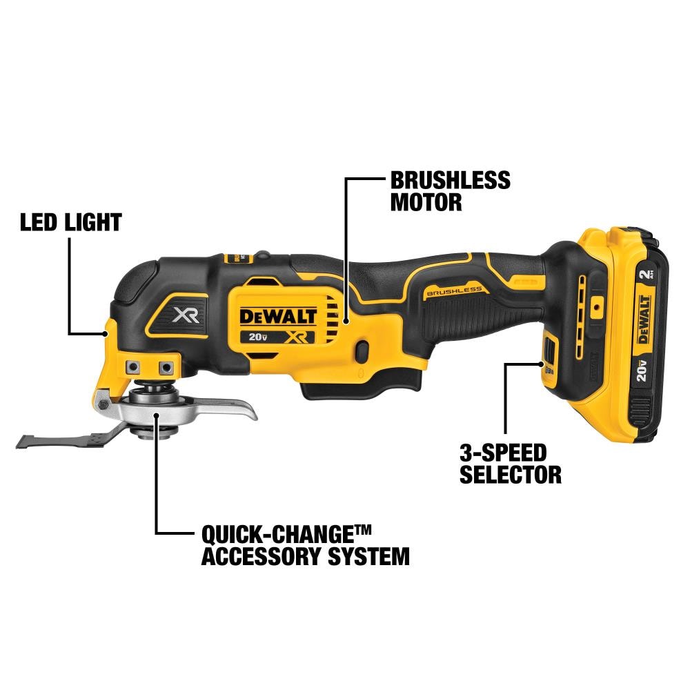 DEWALT DCS356D1 XR 2-Piece Cordless Brushless 20-volt Max Variable Speed Oscillating Multi-Tool Kit with Soft Case (1-Battery Included)