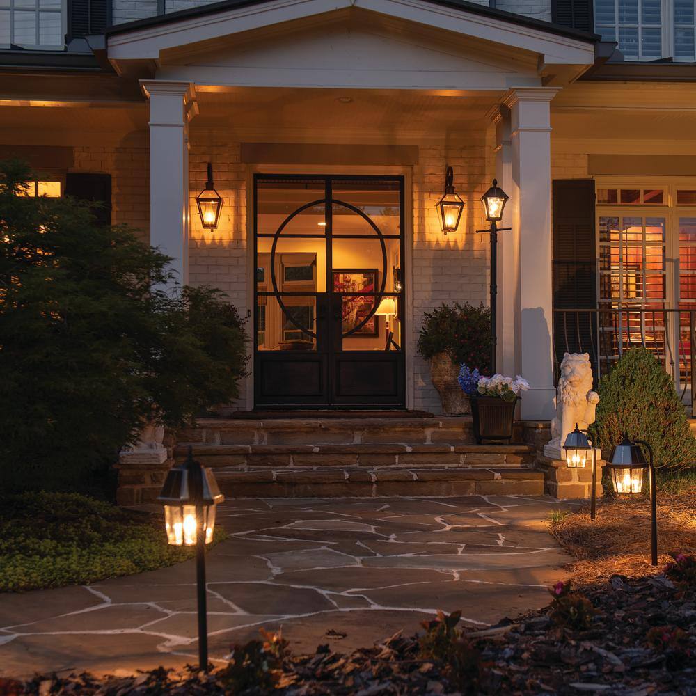 GAMA SONIC Shepherd Hook Garden Solar Black LED Pathway Light with Warm White GS Bulb