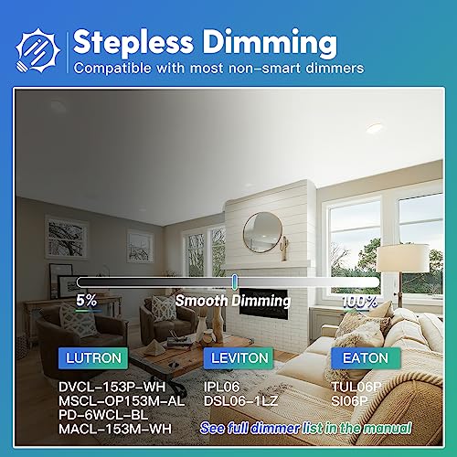 FREELICHT 24 Pack 6 Inch 5CCT Ultra-Thin LED Recessed Ceiling Light with Junction Box