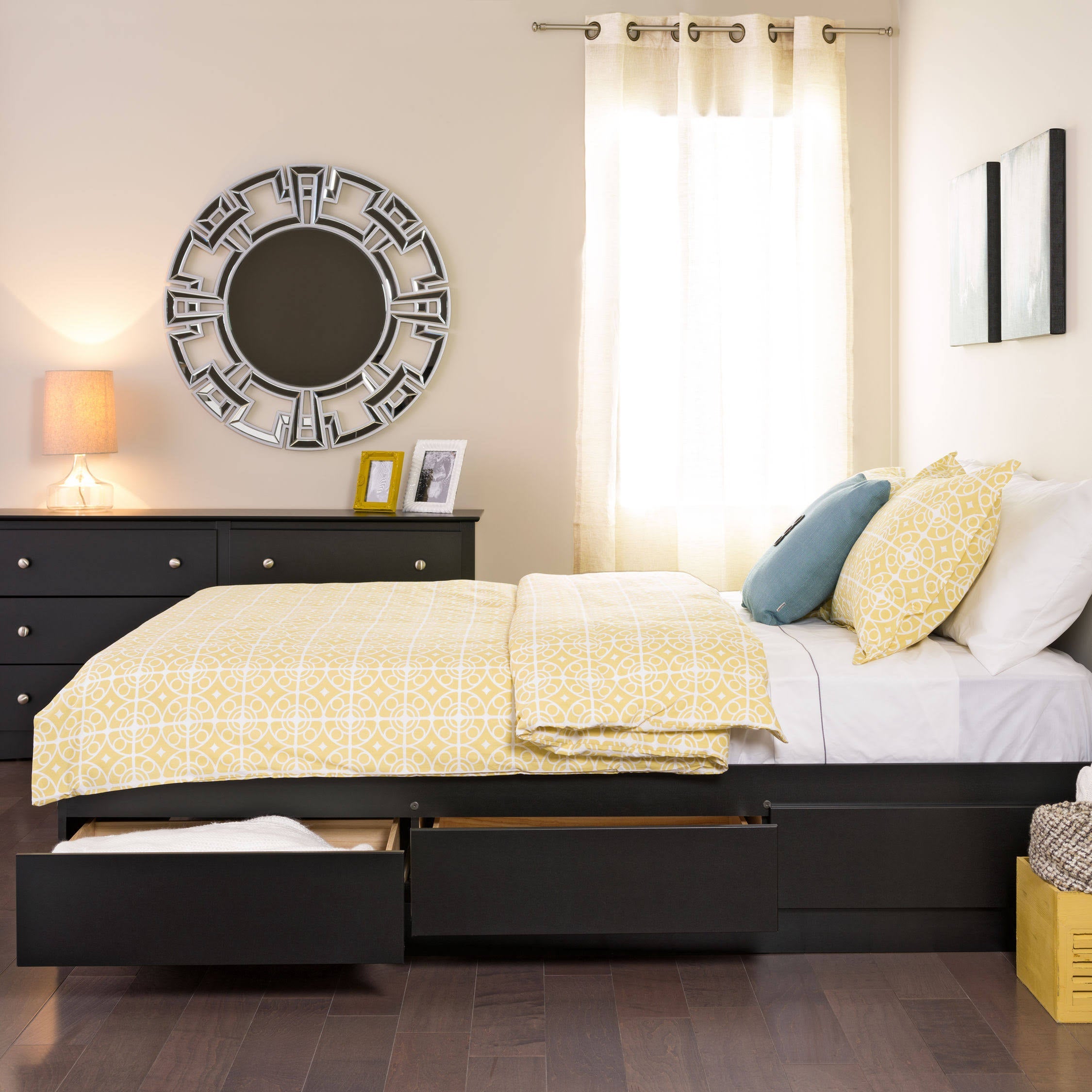 Full Platform Storage Bed with 6 Drawers – Black