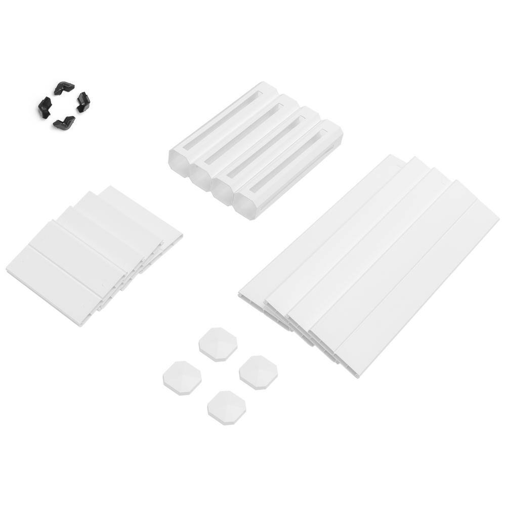 Gardenised White Vinyl Traditional Fence Design Garden Bed Elevated Screwless Raised Planter Box