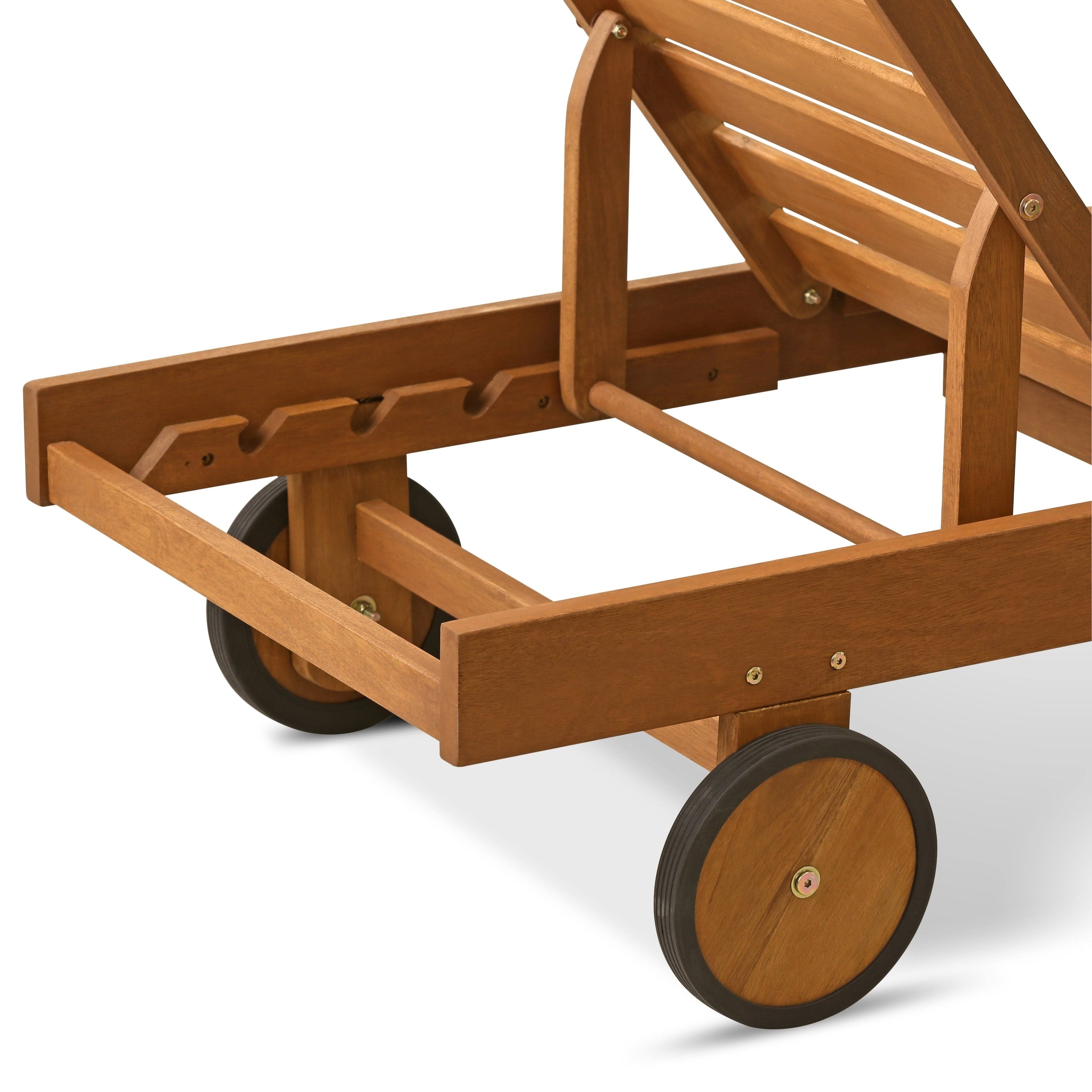 Furinno FG17744 Tioman Outdoor Hardwood Sun Lounger with Tray