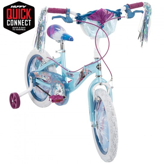 Frozen 2 Kid Bike, Training Wheels, Streamers & Basket Included, 16 inch, Blue