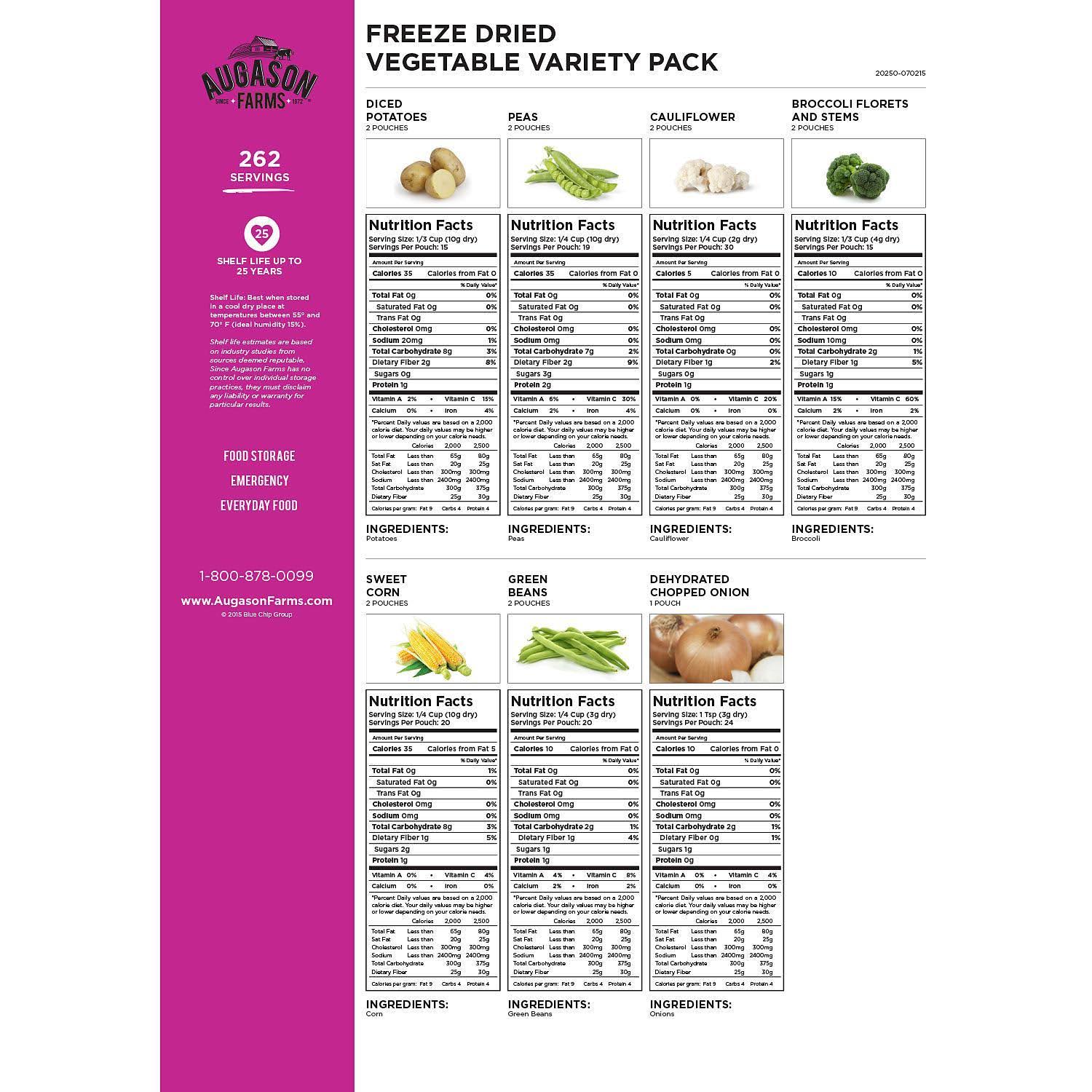 Augason Farms Freeze Dried Vegetable Variety Pail