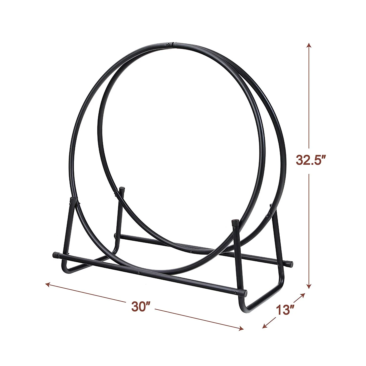 PHI VILLA 30 Inch Log Hoop Firewood Rack Fireplace Wood Storage Holder, Indoor/Outdoor Heavy Duty Iron Black