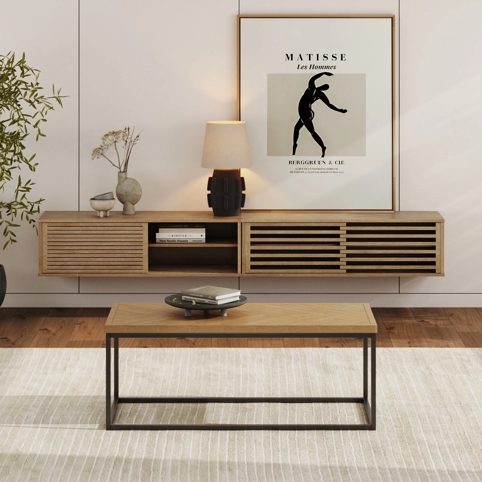 Wood Sliding Door Wall TV Cabinets