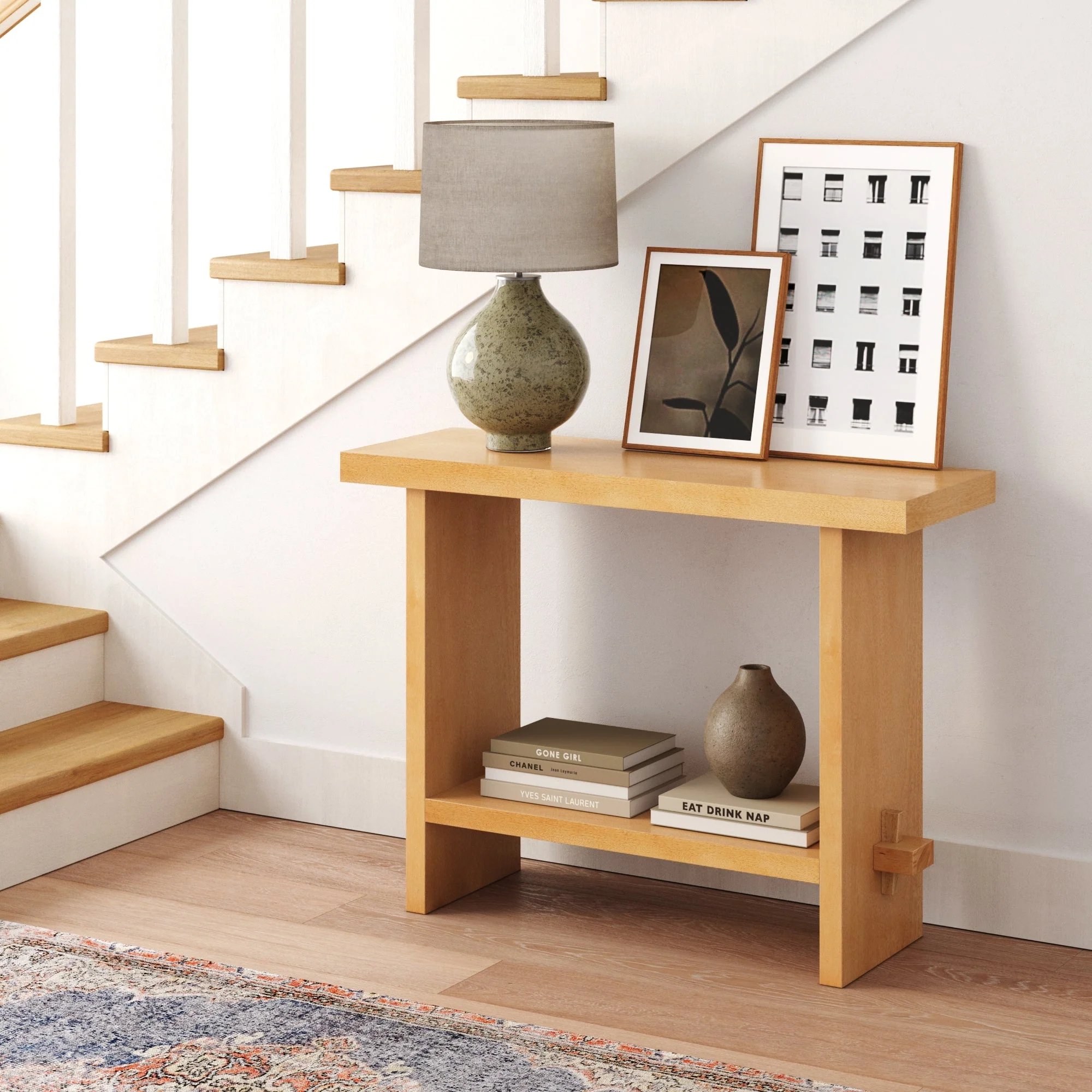 Wood Console Sofa Table Warm Pine