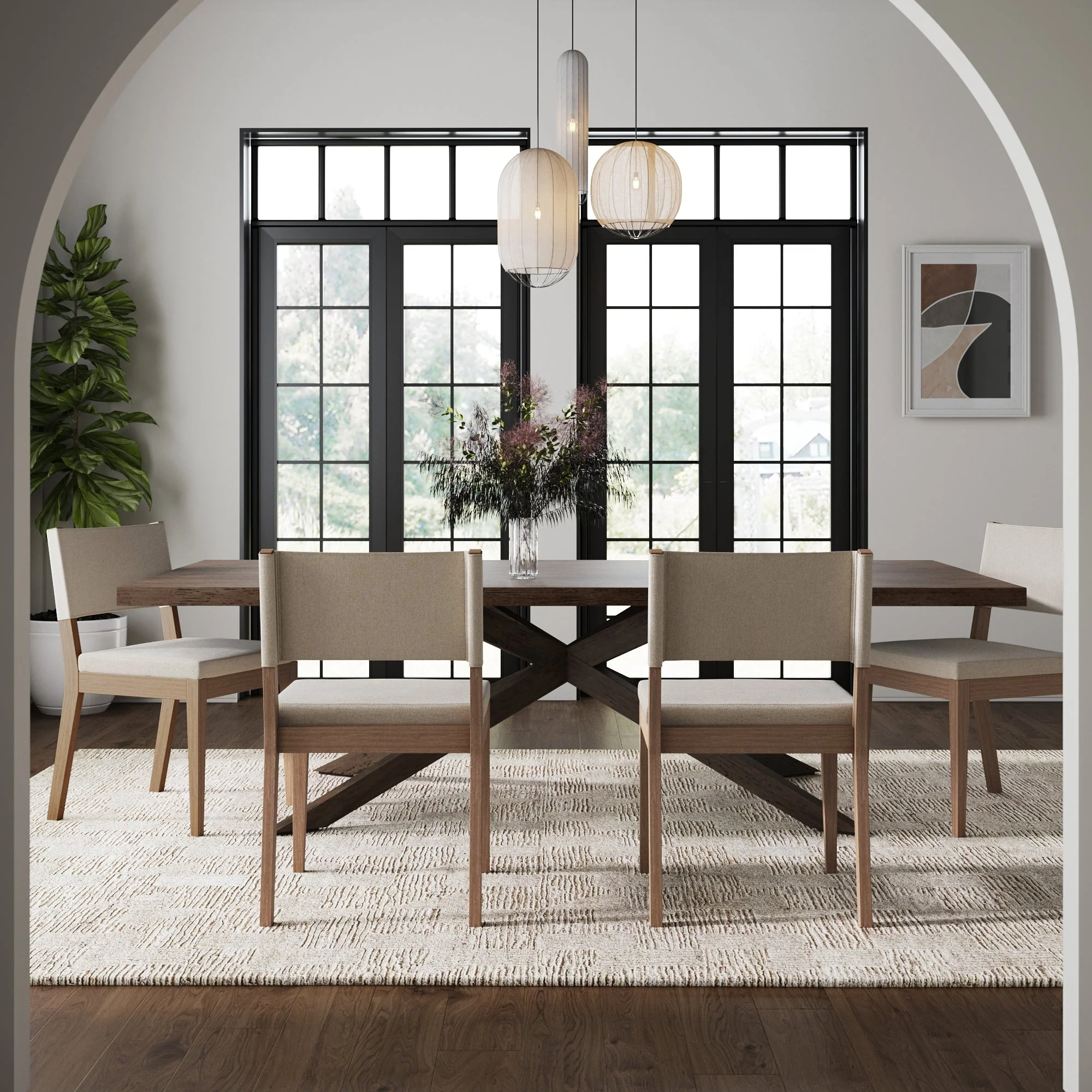 Wood Upholstered Dining Chair Light Brown