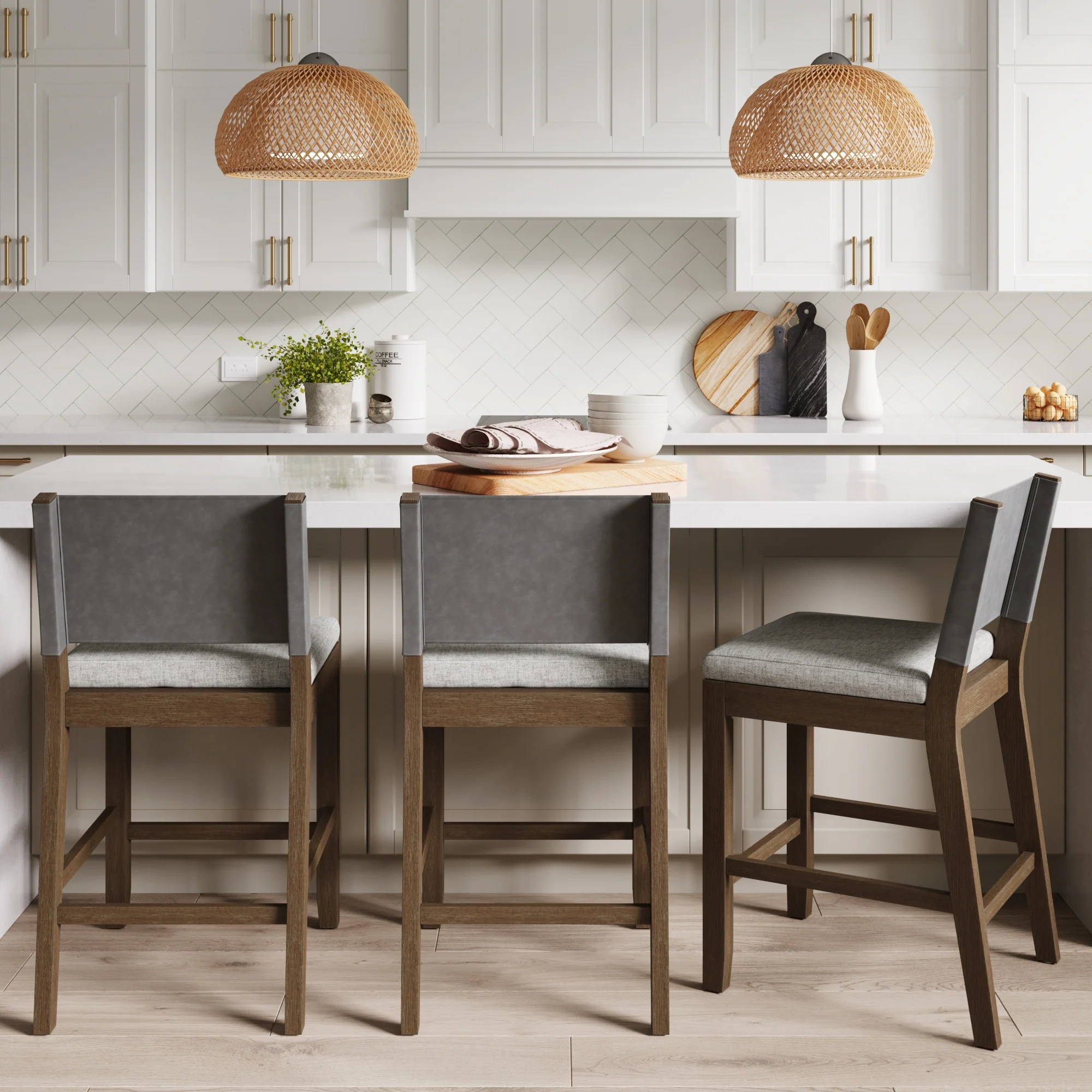 Wood Counter Height Bar Stool Dark Brown Gray