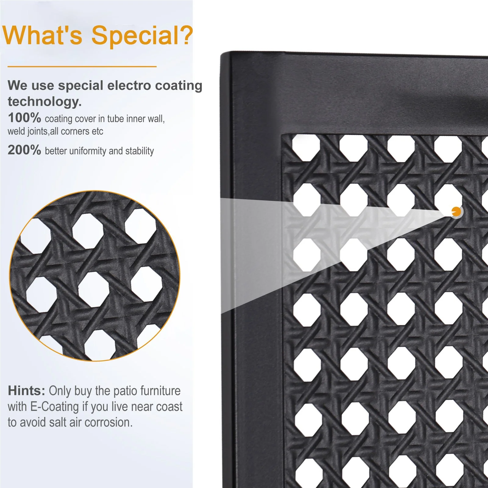 PHI VILLA 5-Piece Round Table & 4 Bulleye Pattern Swivel Chairs Outdoor Dining Set