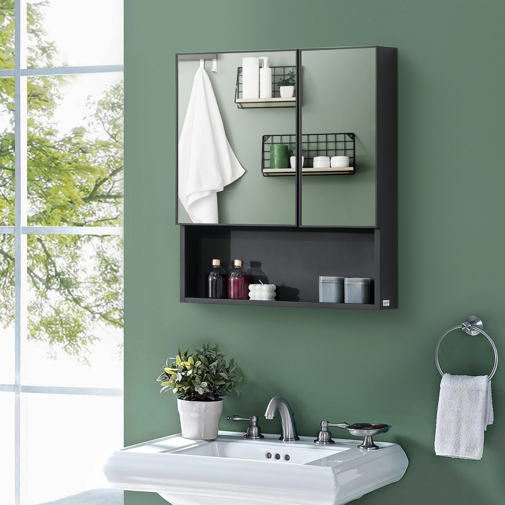 kleankin Wall-Mounted Medicine Cabinet, Bathroom Mirror Cabinet with ...