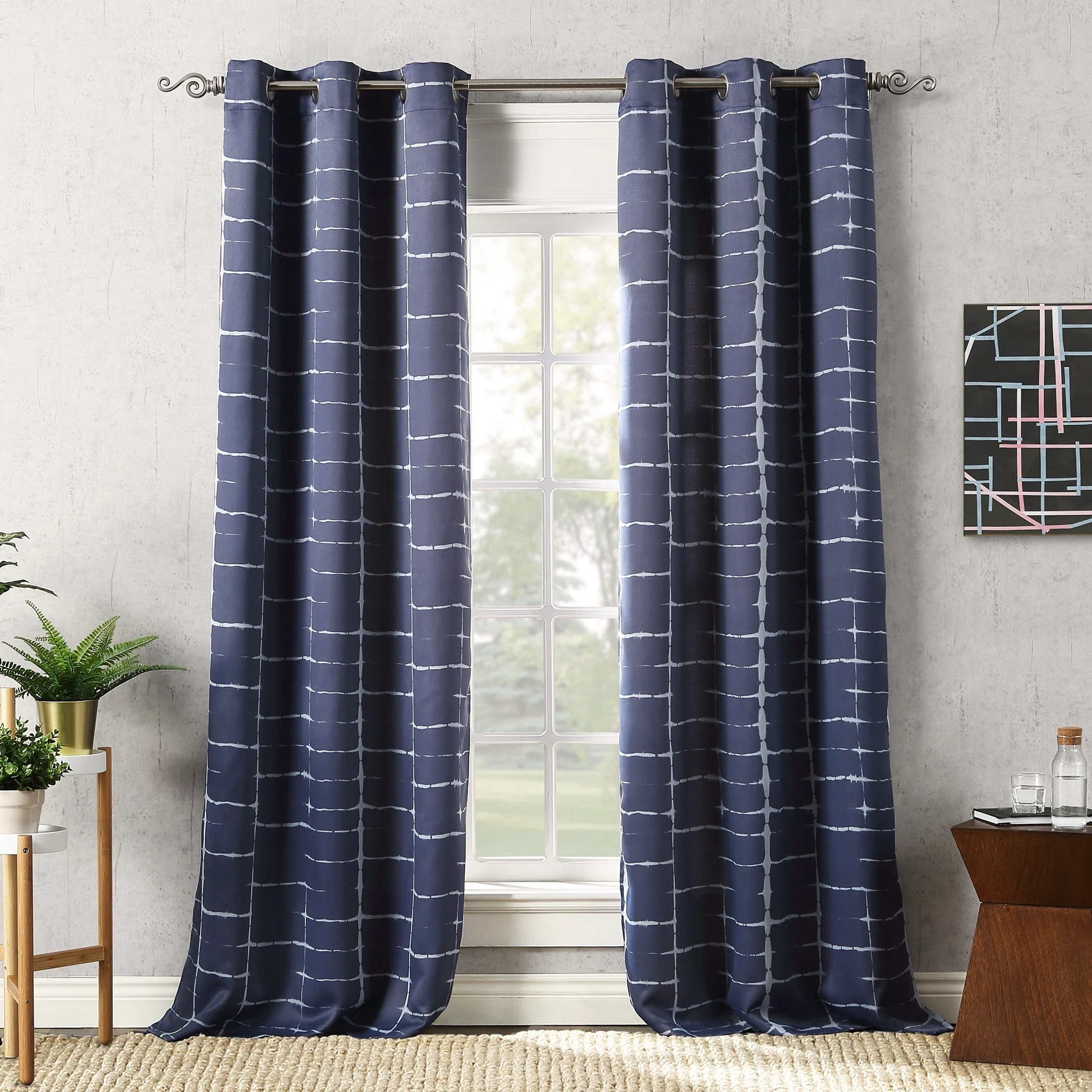 Sun Zero Saki Shibori Print Blackout Grommet Curtain Panel, Single
