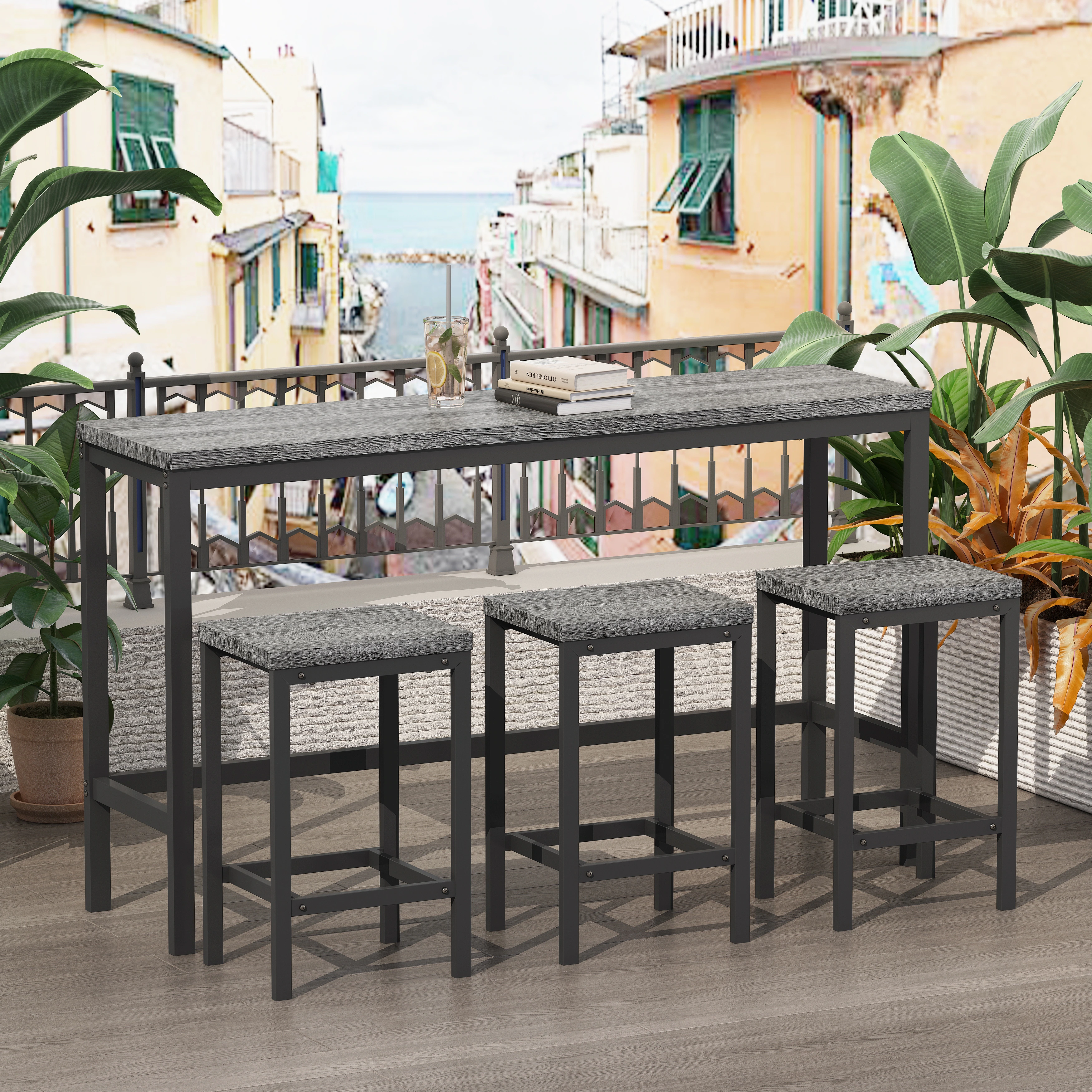 Long Dining Table Set with 3 Stools - Costco Arizona