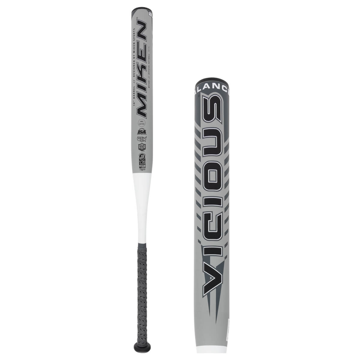 Batte De Softball Miken Vicious 14 - Double Tampon, équilibrée, 34 Pouces / 30 Oz - Neuf