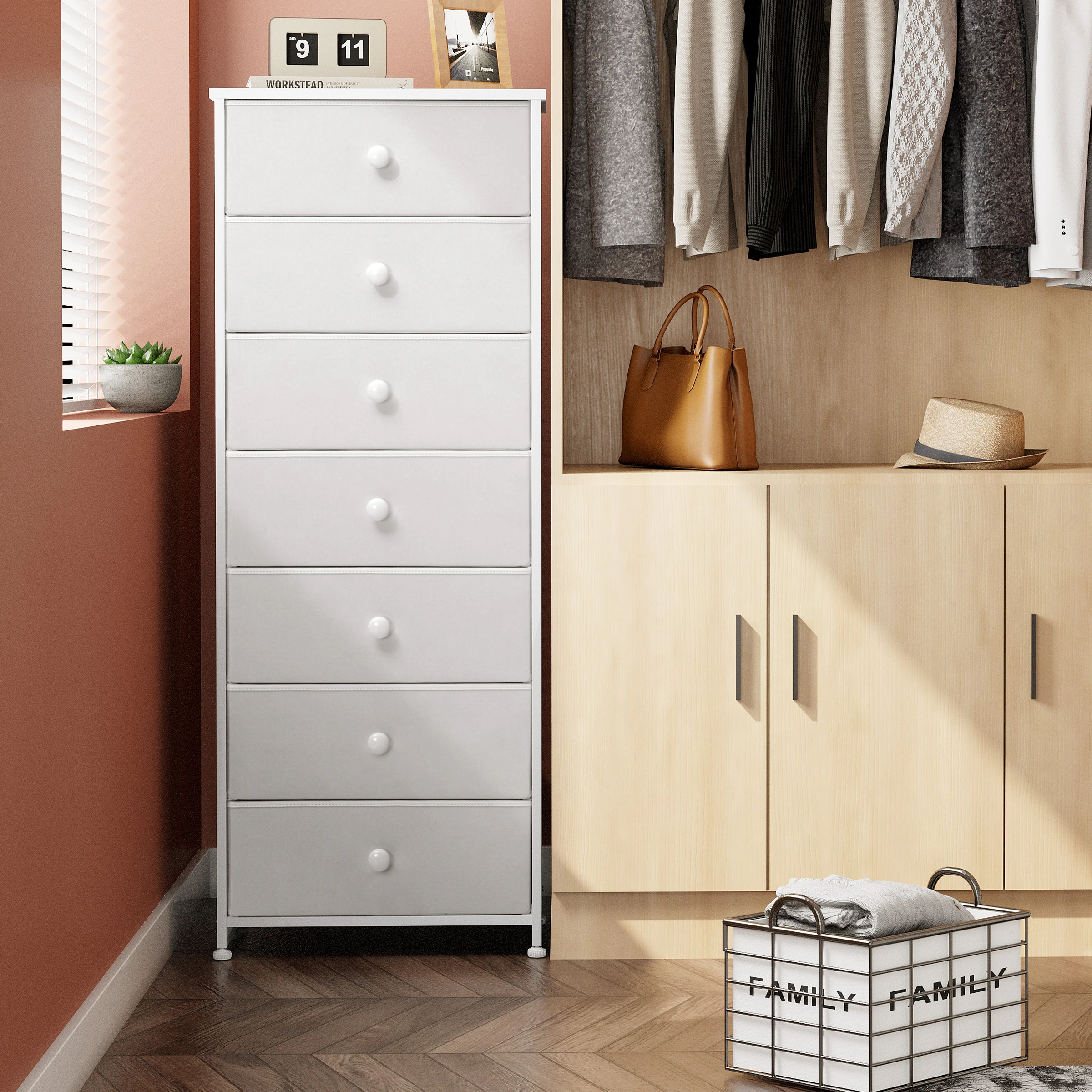 Slim Tall Vertical 7 Drawer Chest Dresser Arizona Outlet