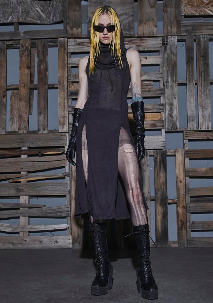 Outlet Wholesale  DARKER WAVS Flanger Hooded Jersey Tunic  Dress  Dresses  Medium