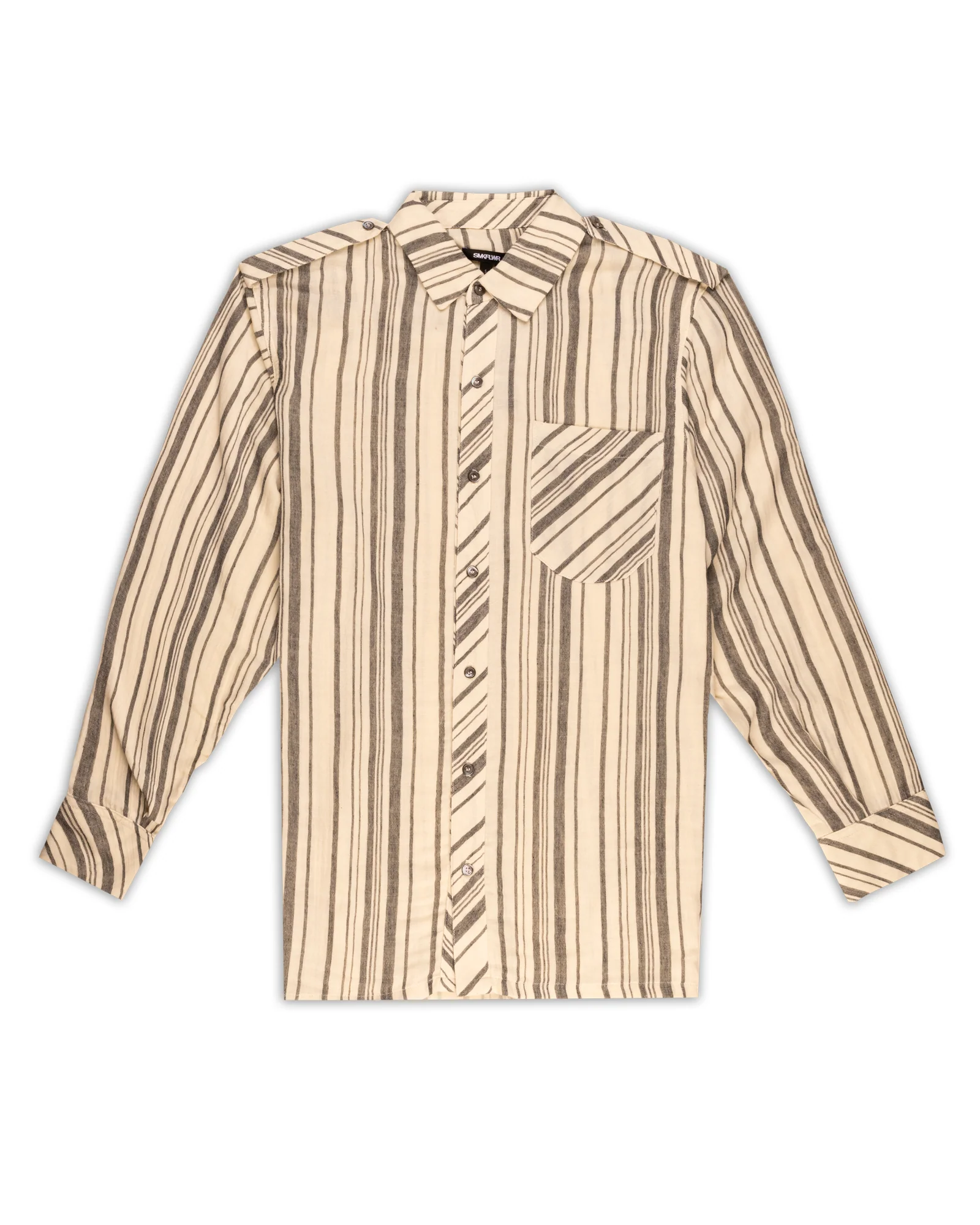 Oversized Military Shirt - Ivory/Noir Stripe