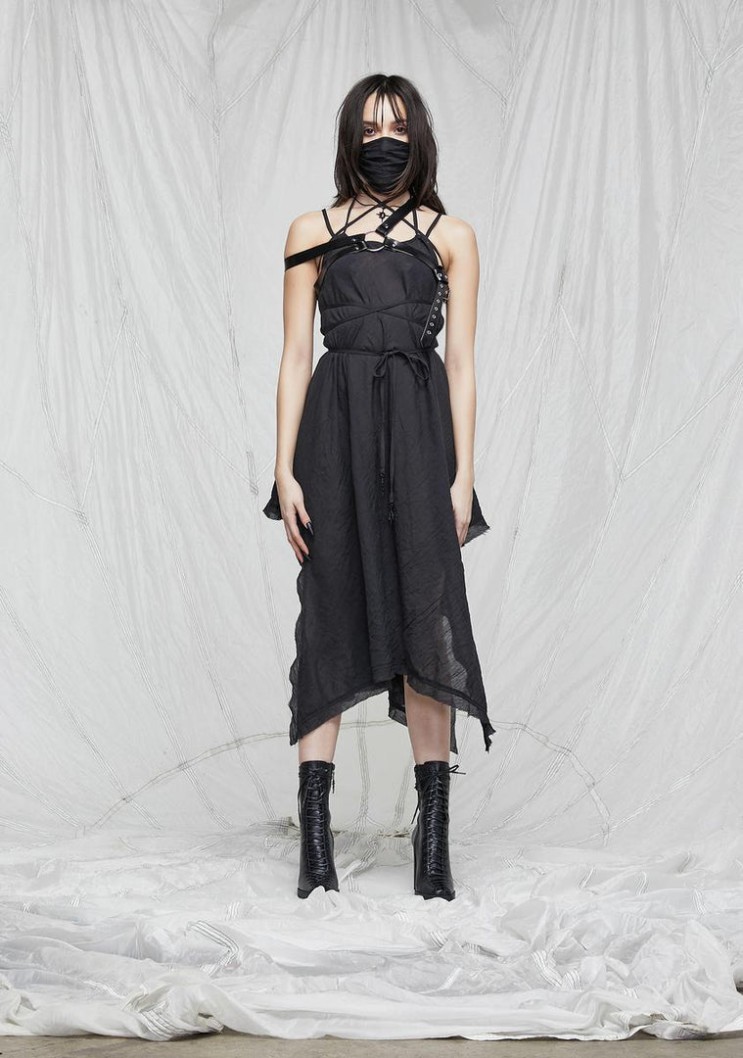 Sale Best Sale  DARKER WAVS  Dresses Synth Spaghetti Strap Gauze Tunic  Dress ⌛ Large