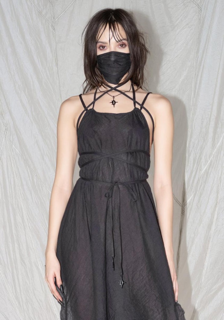 Sale Best Sale  DARKER WAVS  Dresses Synth Spaghetti Strap Gauze Tunic  Dress ⌛ Large