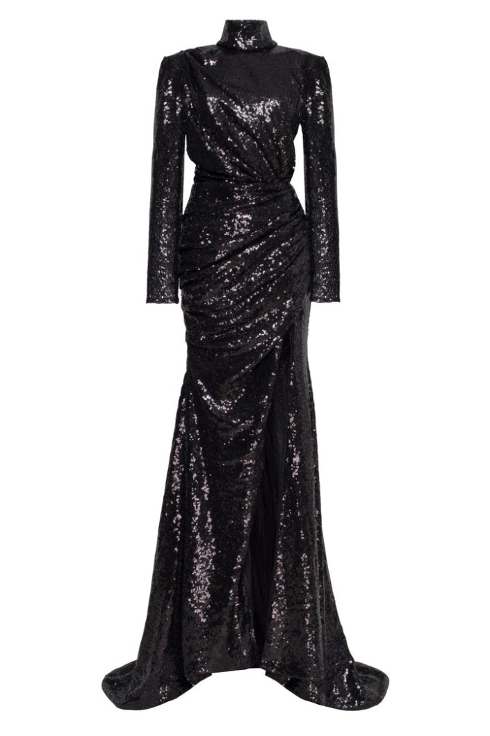Discount Milla Long-sleeve Black Sequin Dress COLLECTIONS Black #000000