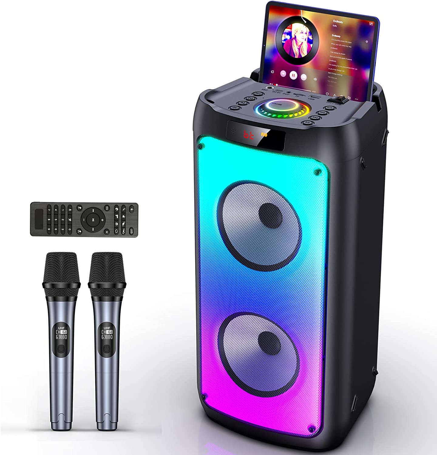 JYX Singing Karaoke Machine with 2 Wireless Karaoke Microphones ...
