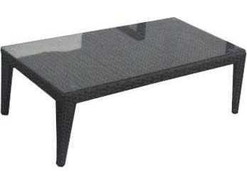 Sobe Deluxe Wicker 47''W x 27''D Rectangular Glass Top Coffee Table