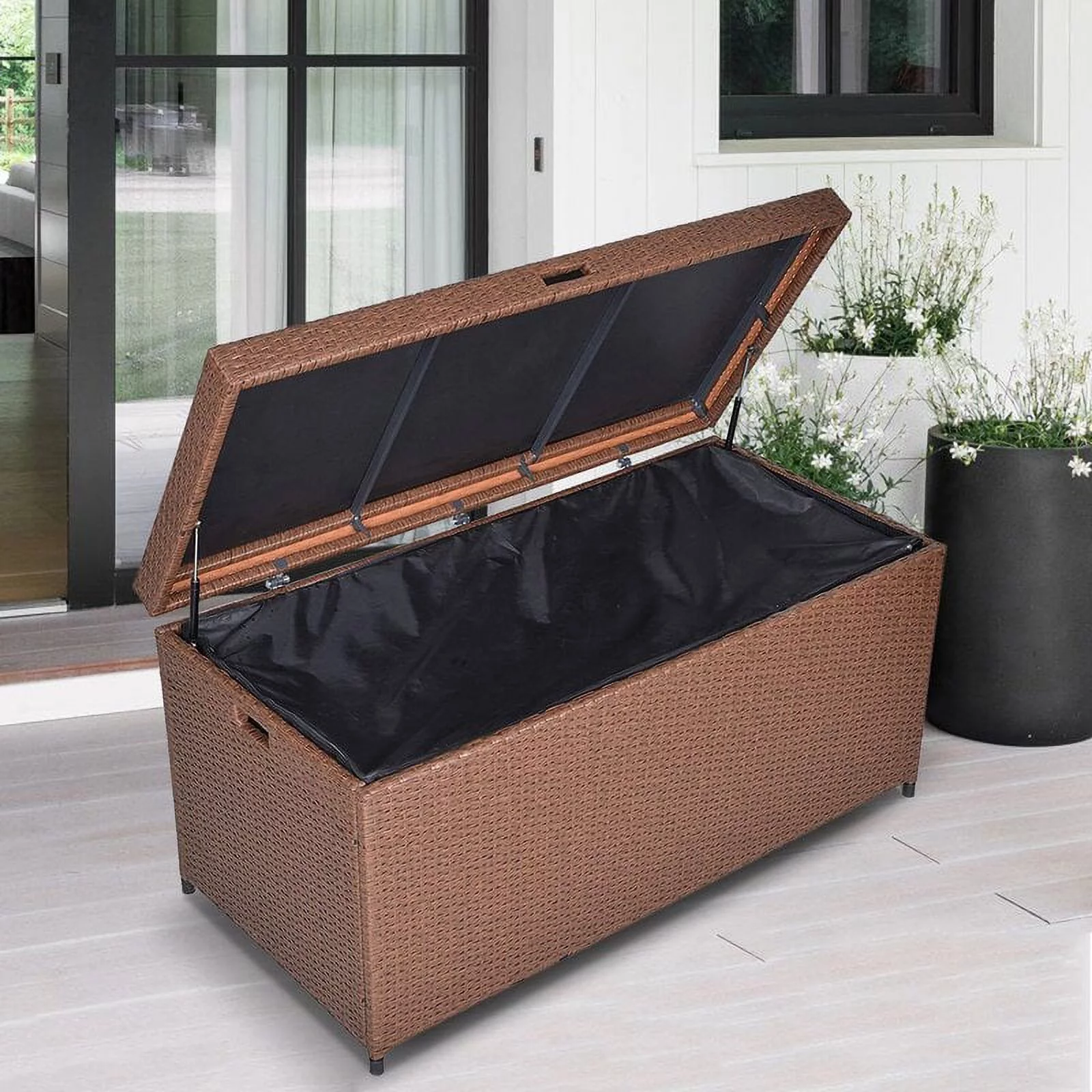 Superjoe 140 Gallon Patio Deck Storage Box Outdoor Cushion Storage Bin ...