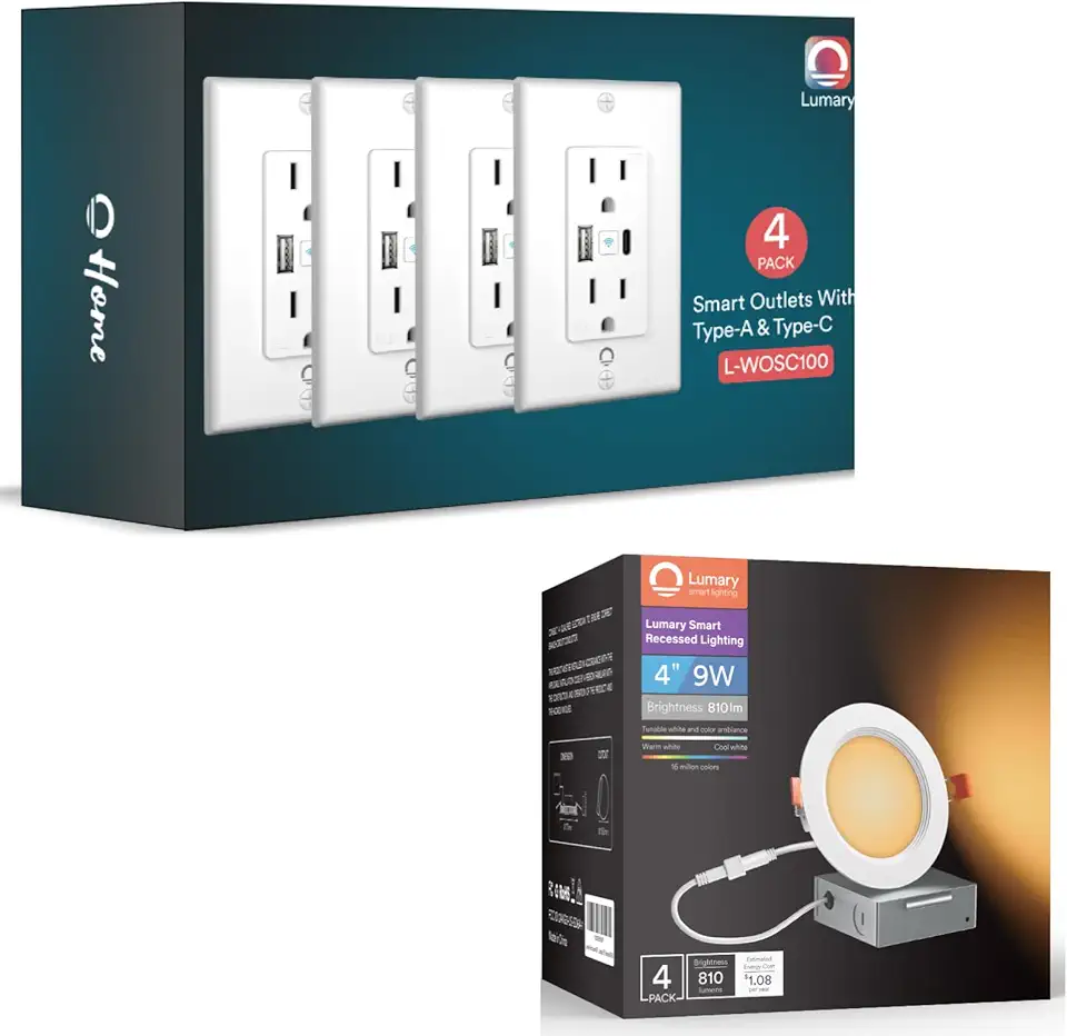 Lumary Smart Ultra-Thin Lighting Wall Outlet with Type C & USB ...