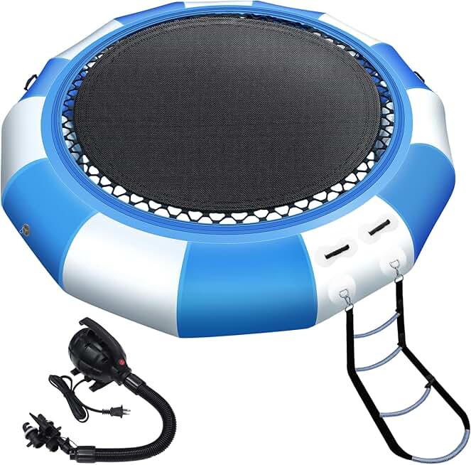 Inflatable Water Trampoline, 10FT/12FT Recreational Water Bouncer with ...