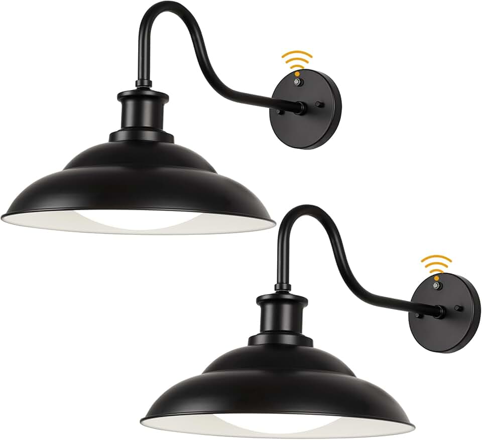 Outside Farm Light Dusk to Dawn Outdoor LED Barn Lights, 16 Inch Large Farmhouse Gooseneck ...