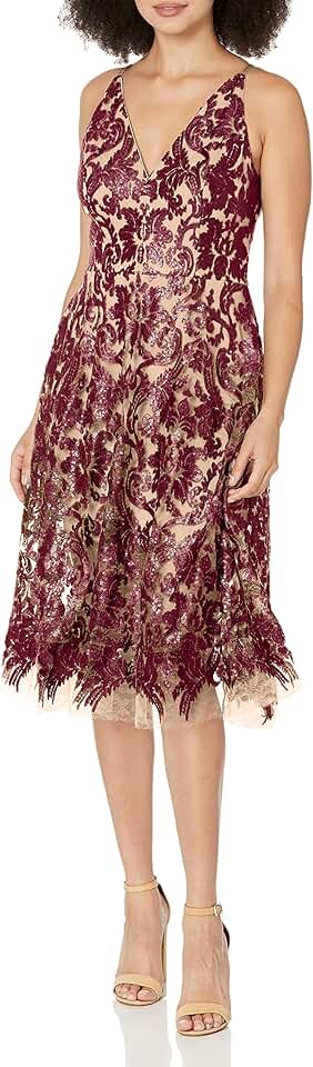 Women's Blair Plunging Fit and Flare Midi Dress